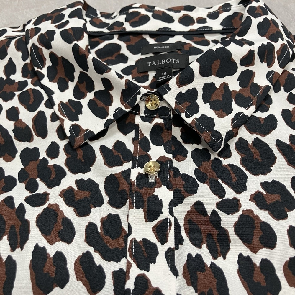 Talbots Leopard Print Button Down Blouse Womens S… - image 2